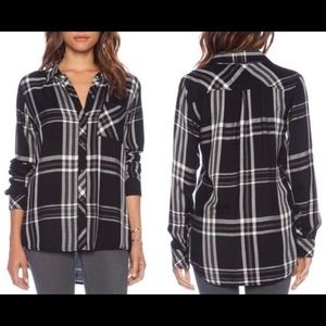 Rails Black and White Hunter Plaid Soft Flannel Button Front Shirt